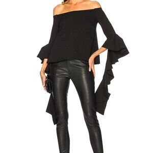 ELLERY DELORES $890 BLACK DRAMATIC RUFFLE OFF SHOULDER TOP S 4 NWT